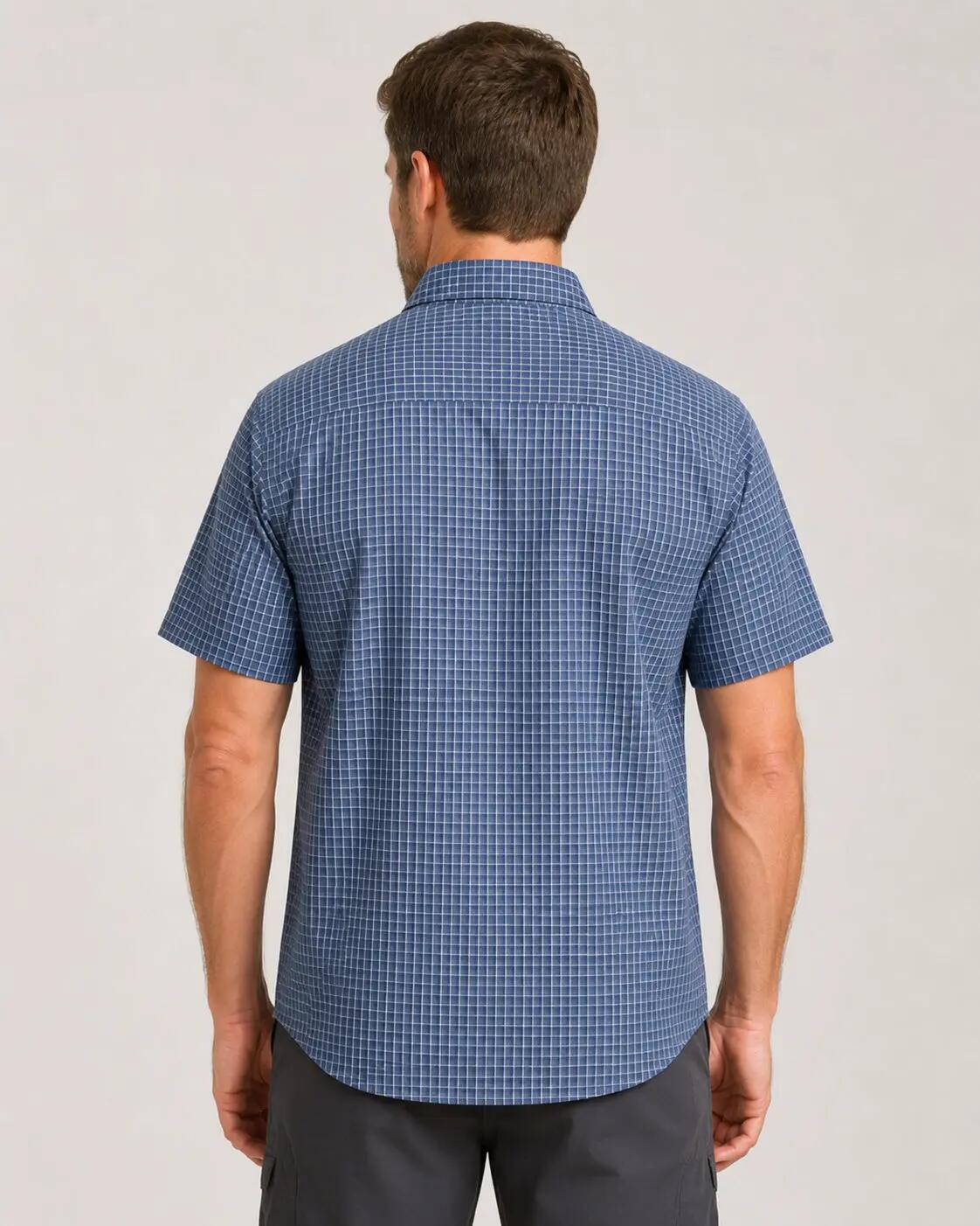 Herren - outdoor - hemd - leicht, uv 30+ - blau kariert 3/5