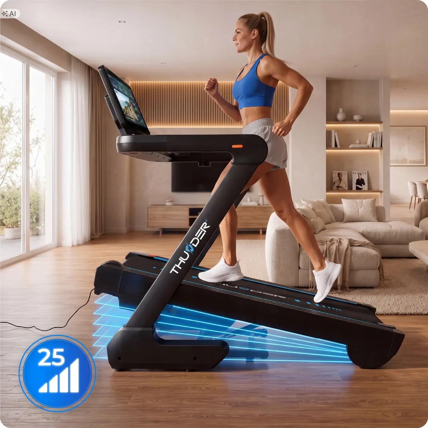 Elektrický běžecký pás THUNDER ELION 4HP Android obrazovka TFT 21,5 WiFi 180 kg 6/14