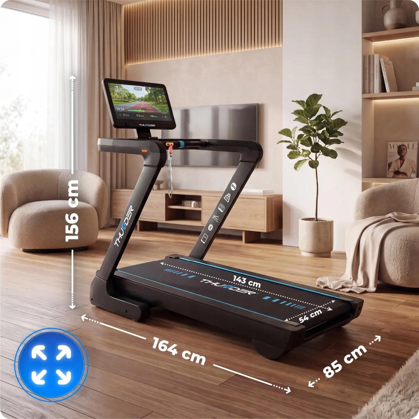 Elektrický běžecký pás THUNDER ELION 4HP Android obrazovka TFT 21,5 WiFi 180 kg 3/14