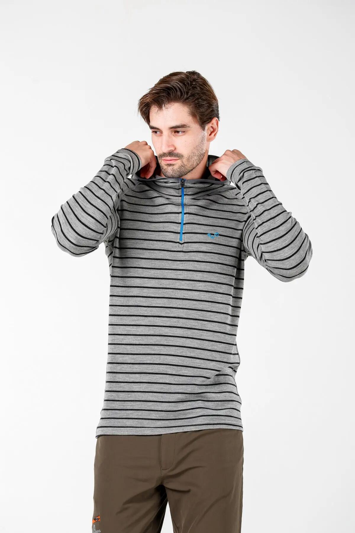 Thor Hoodie - Bluza Męska z Kapturem z 100% Wełny Merino S, Szary 6/7
