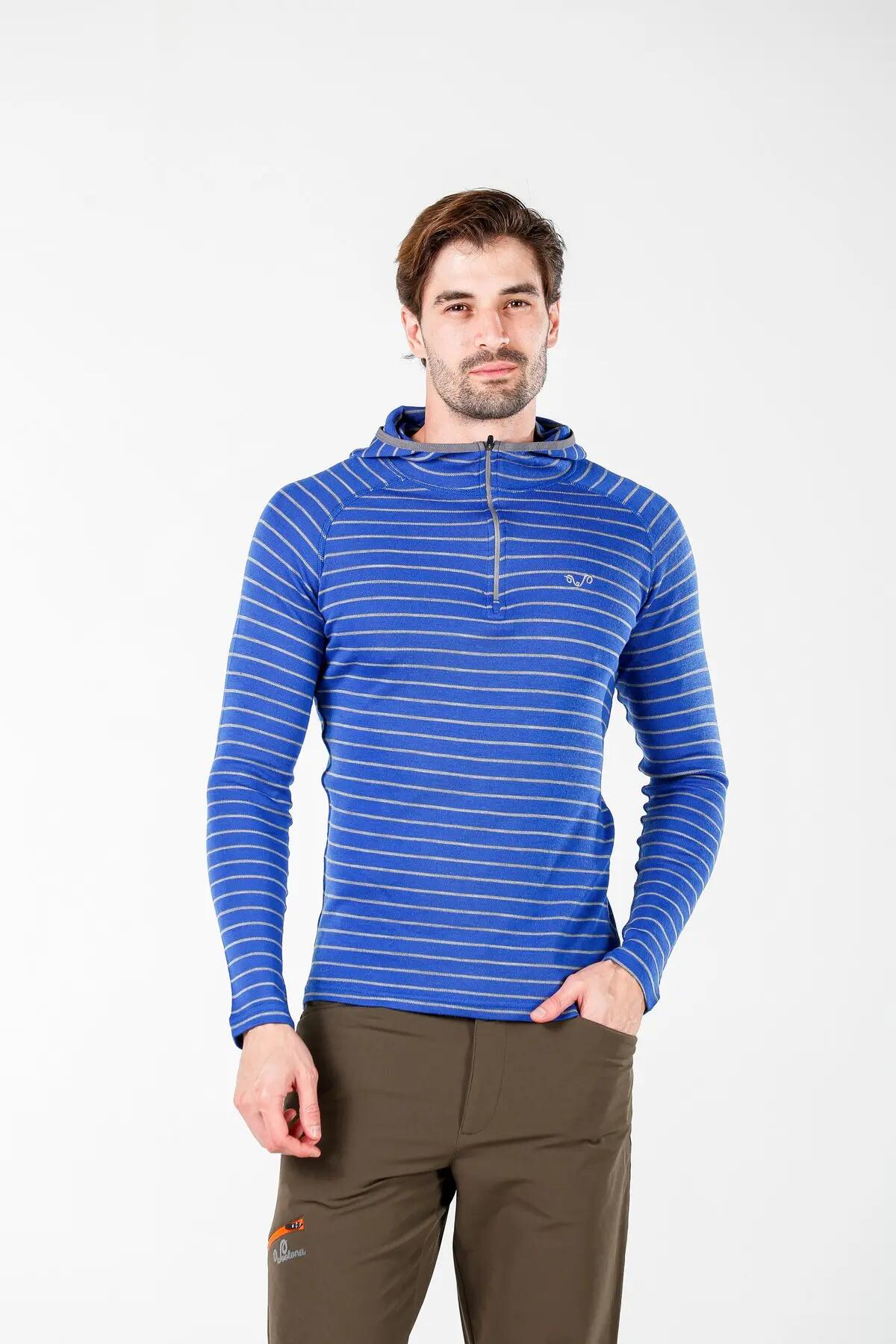 Thor Hoodie - Bluza Męska z Kapturem z 100% Wełny Merino S, Niebieski 5/7