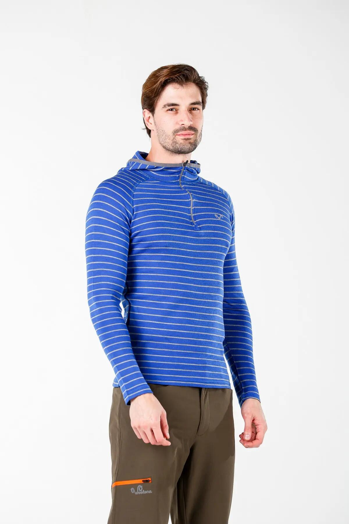 Thor Hoodie - Bluza Męska z Kapturem z 100% Wełny Merino S, Niebieski 4/7