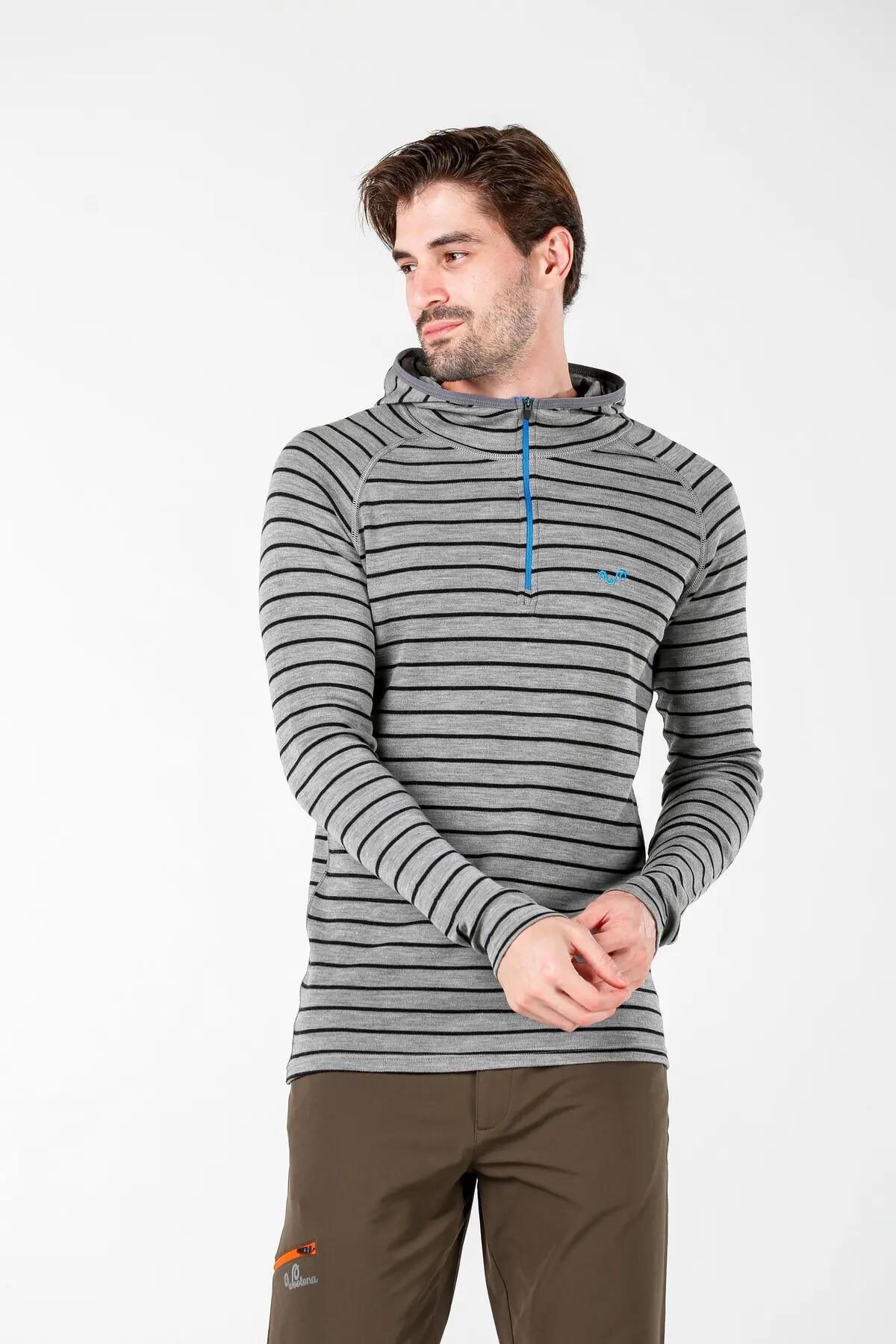 Thor Hoodie - Bluza Męska z Kapturem z 100% Wełny Merino S, Szary 5/7