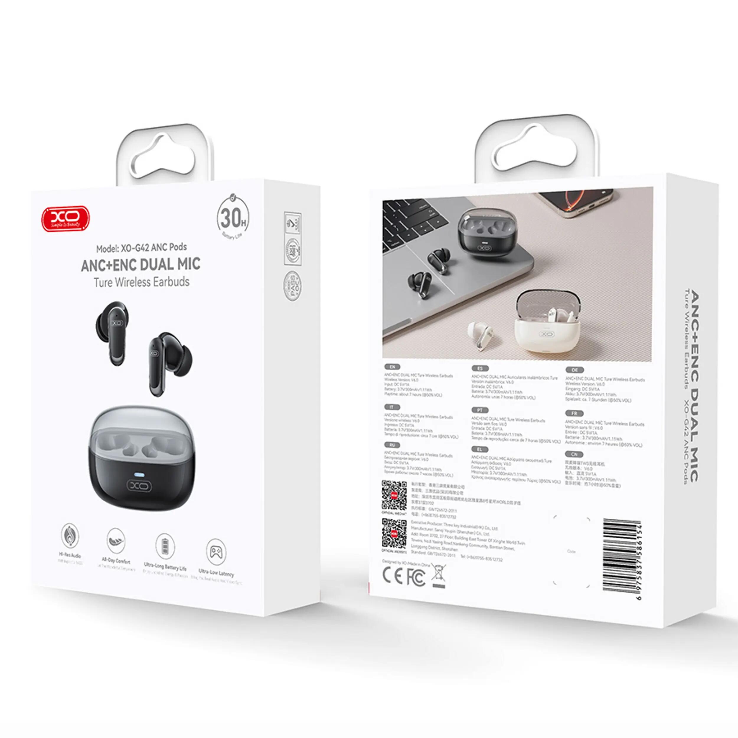 Auriculares Bluetooth XO G42 TWS Pretos com ANC + ENC 4/4