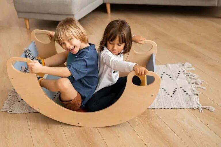 Fauteuil à bascule en bois Sunny bleu 7/7