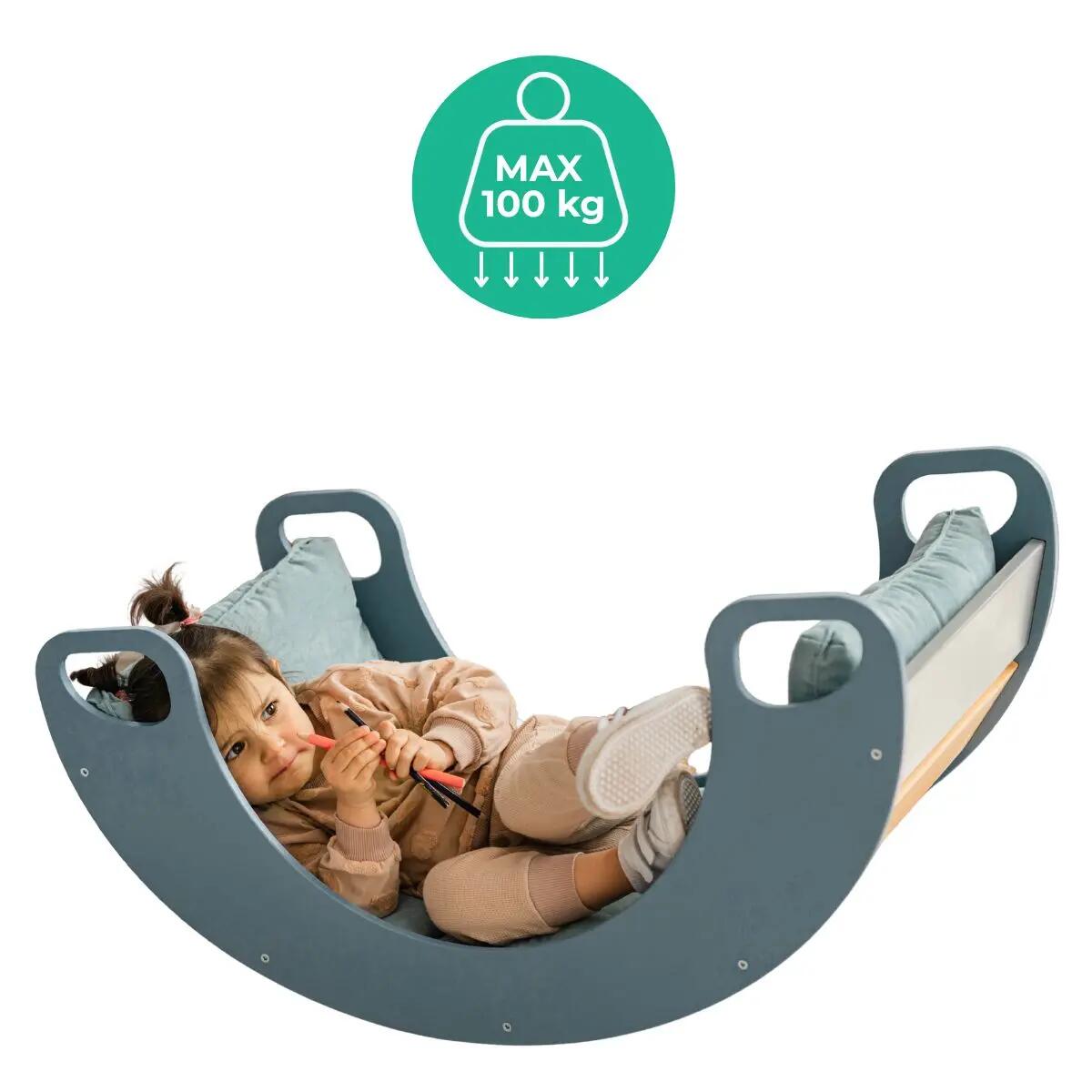 Fauteuil à bascule en bois Sunny bleu 4/7
