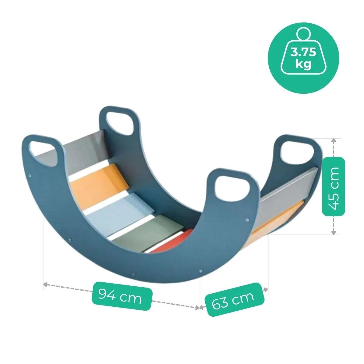 Fauteuil à bascule en bois Sunny bleu 3/7