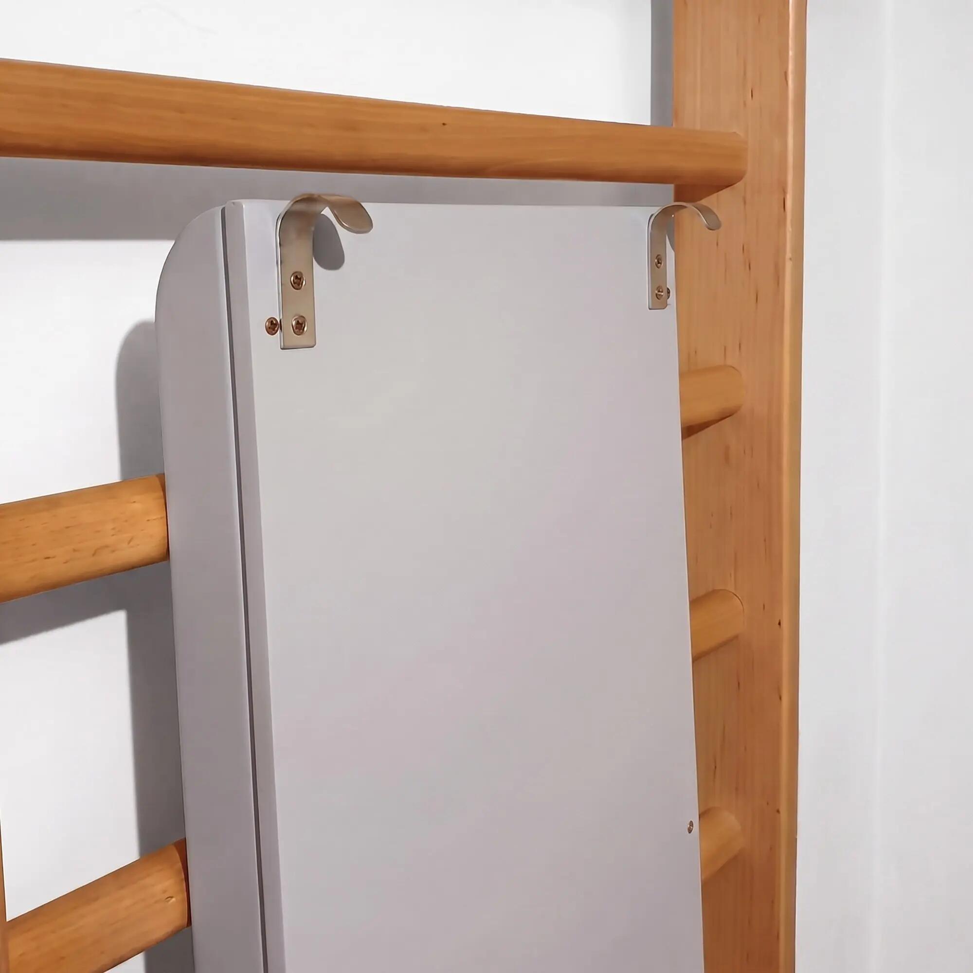 Kinderen Binnen Klimrek glijbaan houten glijplank Home Grijs 7/7