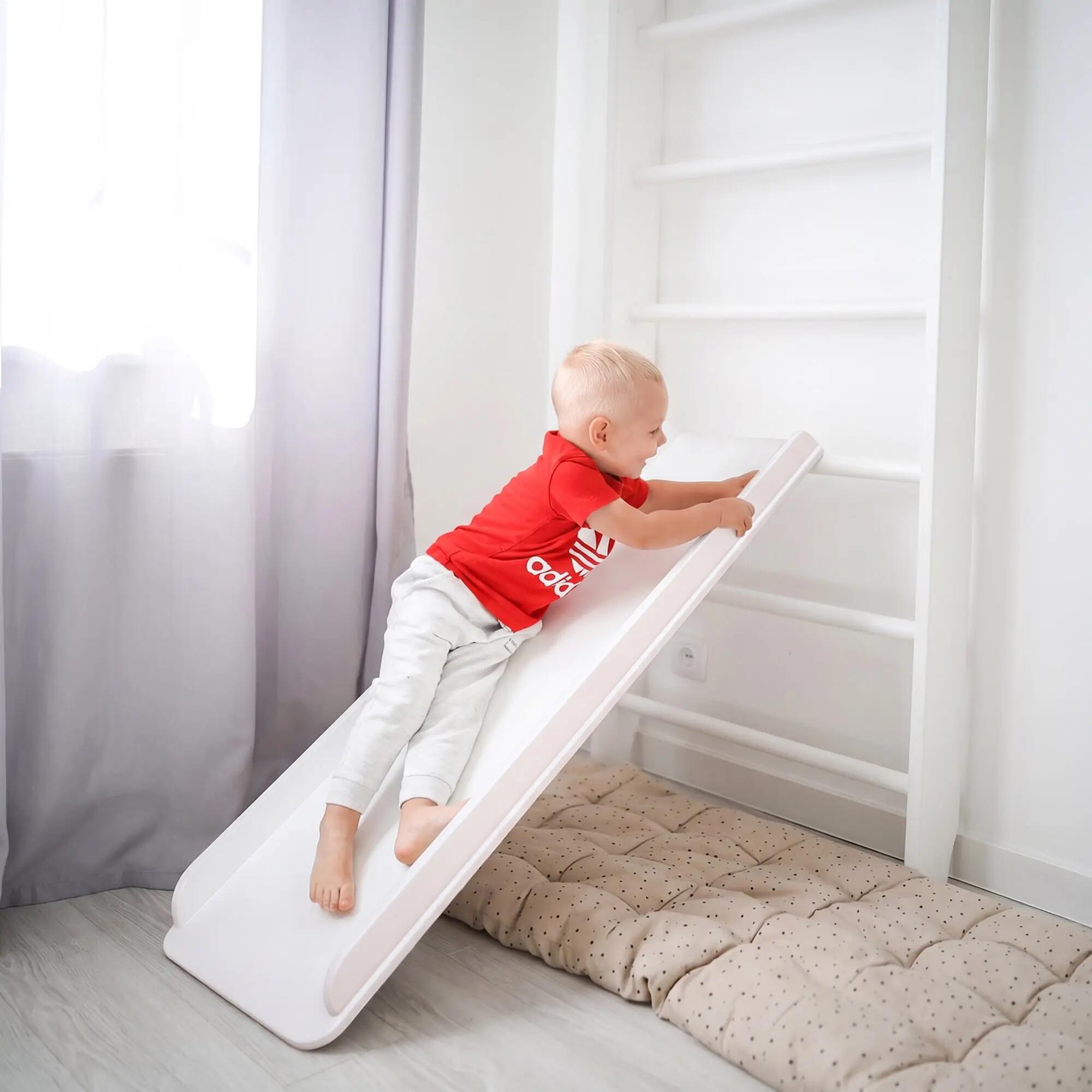 Kinderen Gymnastiek Glijbaan houten hulpstuk voor wandrek Home Gym Wit 5/7