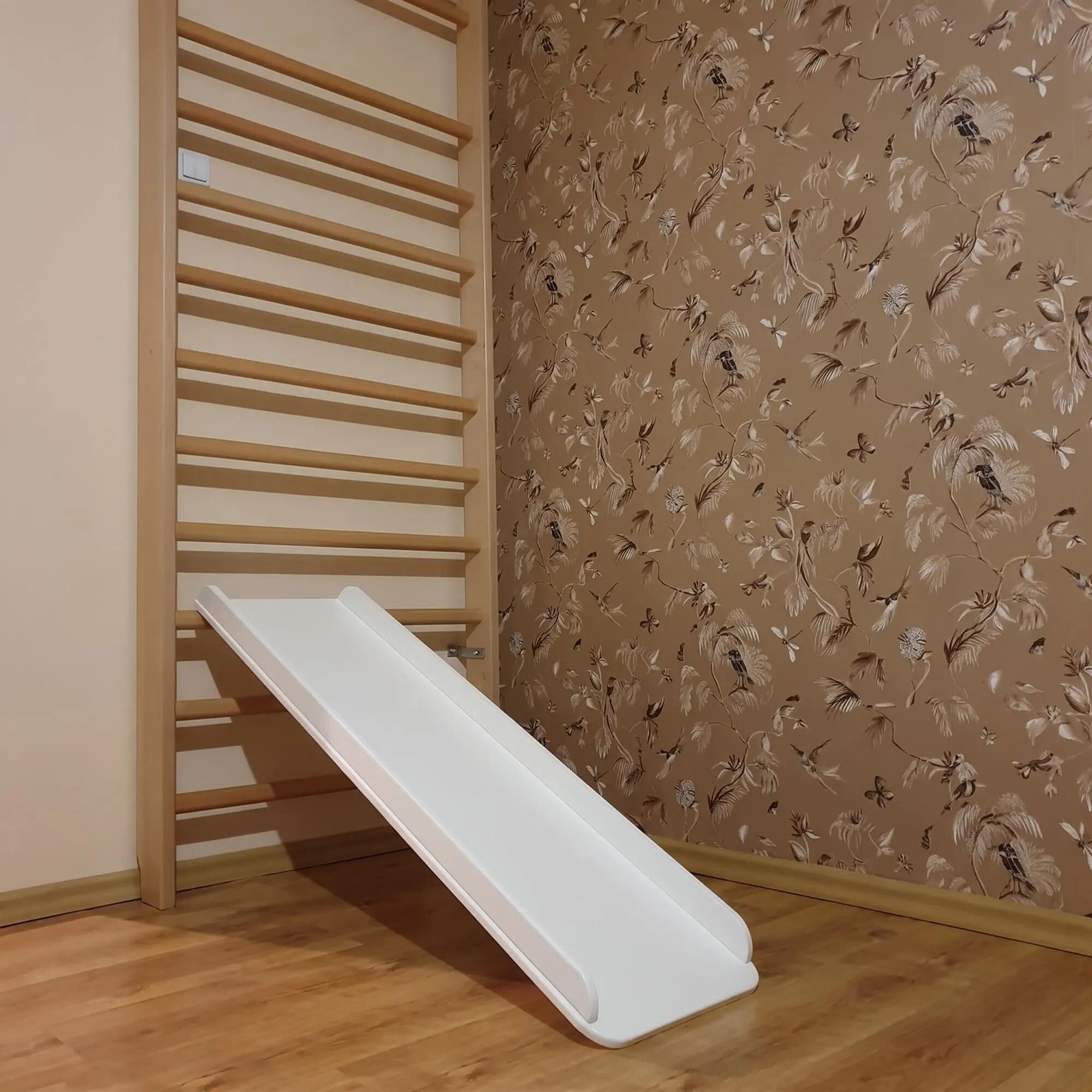 Kinderen Gymnastiek Glijbaan houten hulpstuk voor wandrek Home Gym Wit 3/7