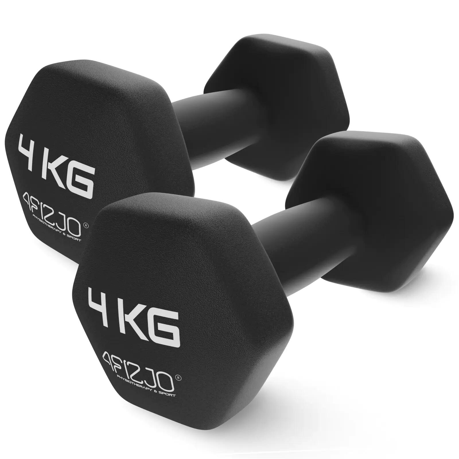 Haltères musculation fitness fonte vinyle antidérapantes CLASSIC 4FIZJO 6/7