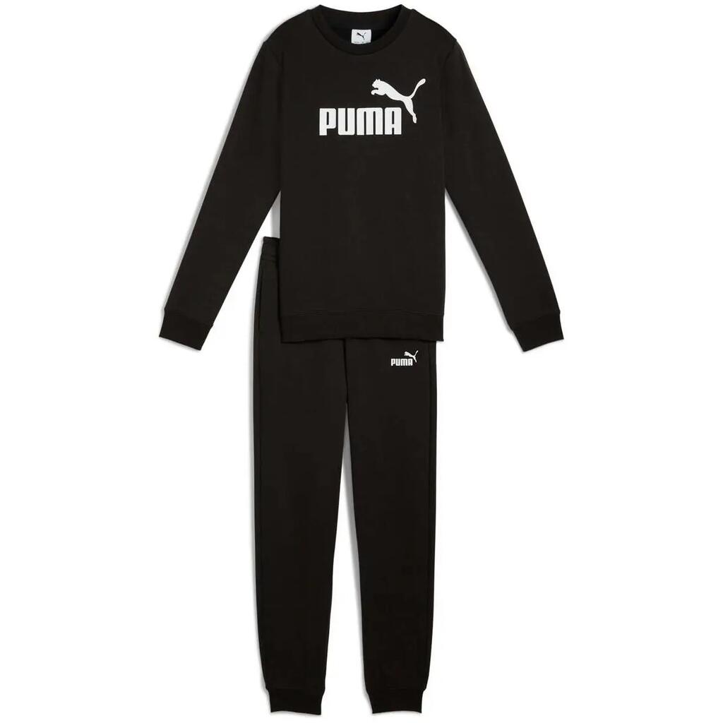 Hood Puma Ess No.1 Logo Crew Sweat Suit Fl B, Black, Kids