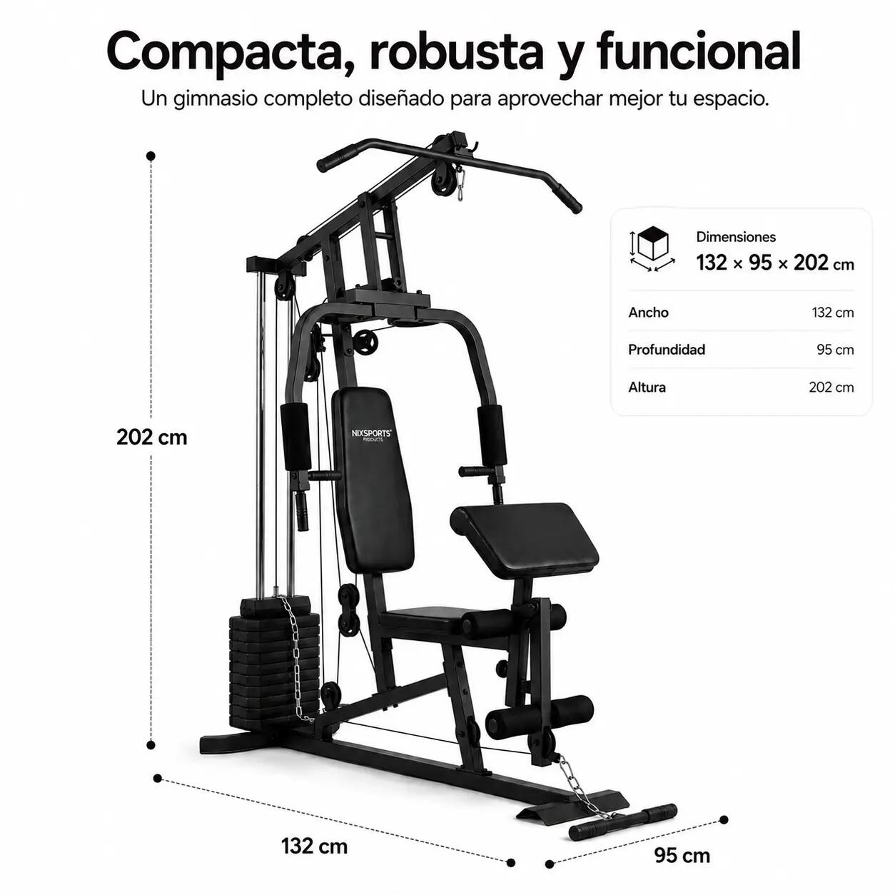 Stazione multifunzione per muscolazione con carrucole e panca ergonomica 7/7