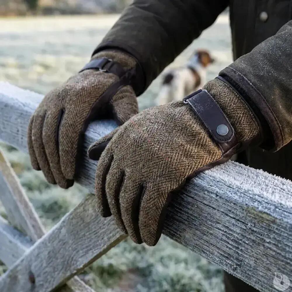Gants Walker and Hawkes Brookmore Marron Cuir Tweed 4/5