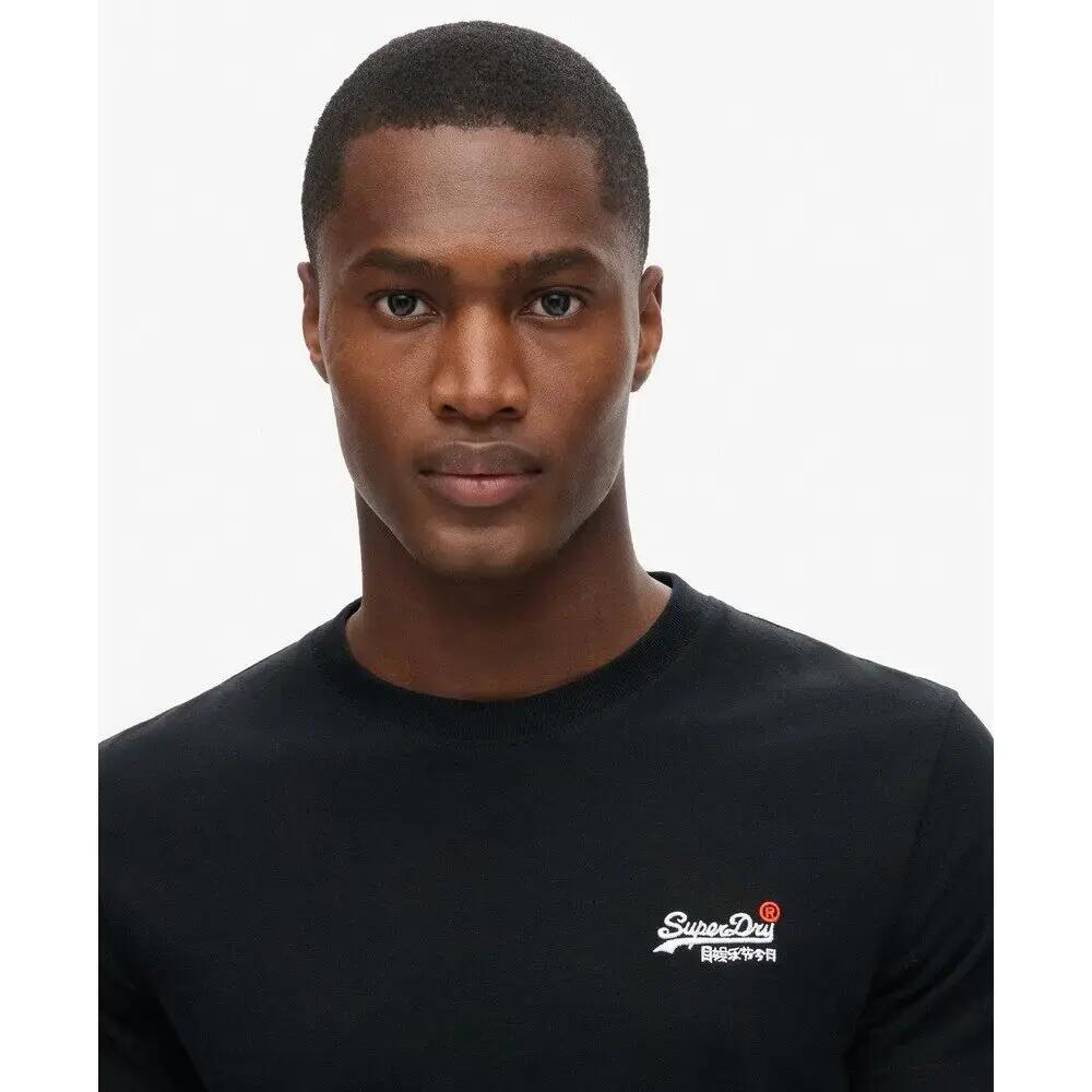 Herren - Freizeit - T‑Shirt - kontraststickerei - Superdry Essential - schwarz 4/4