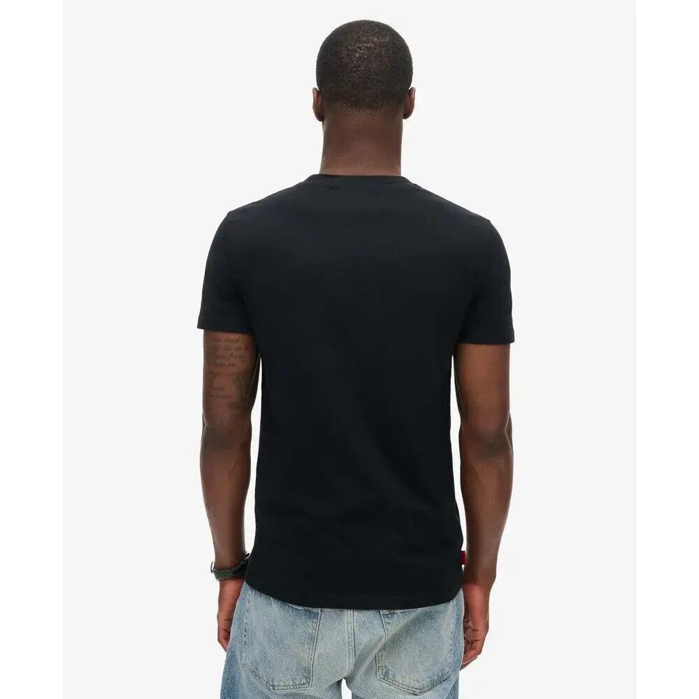 Herren - Freizeit - T‑Shirt - kontraststickerei - Superdry Essential - schwarz 3/4