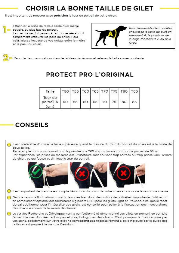 Gilet de protection pour chien de chasse PROTECT PRO L'ORIGINAL CANIHUNT 5/9