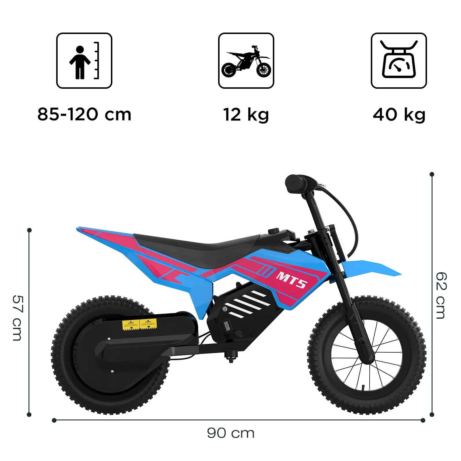 Moto elétrica infantil MT5 12", motor 150W, bateria lítio, 2 velocidades 2/7
