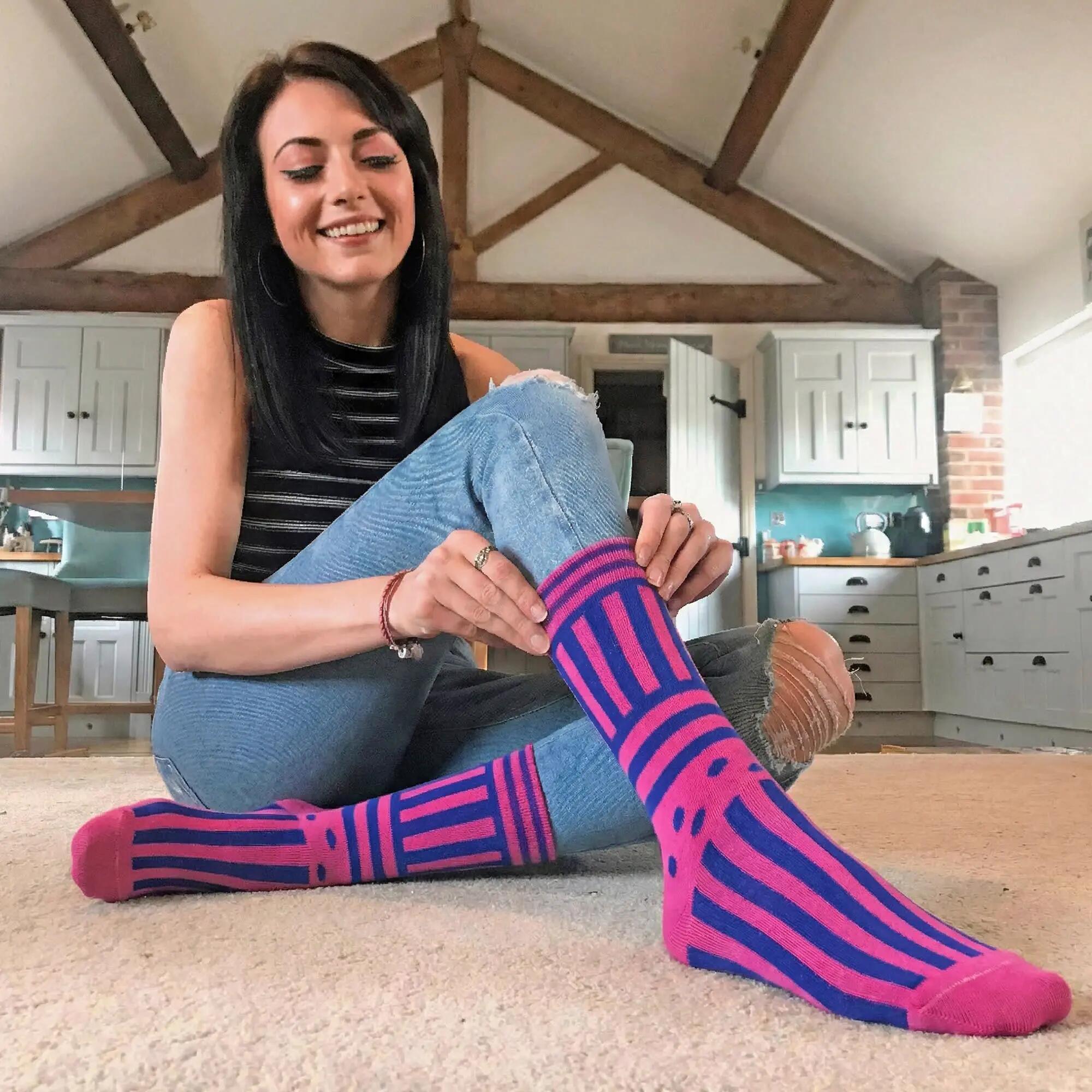 Sock Snob - Herren Mencap Baumwollsocken Bunt Gestreift Mit Slogan 5/6