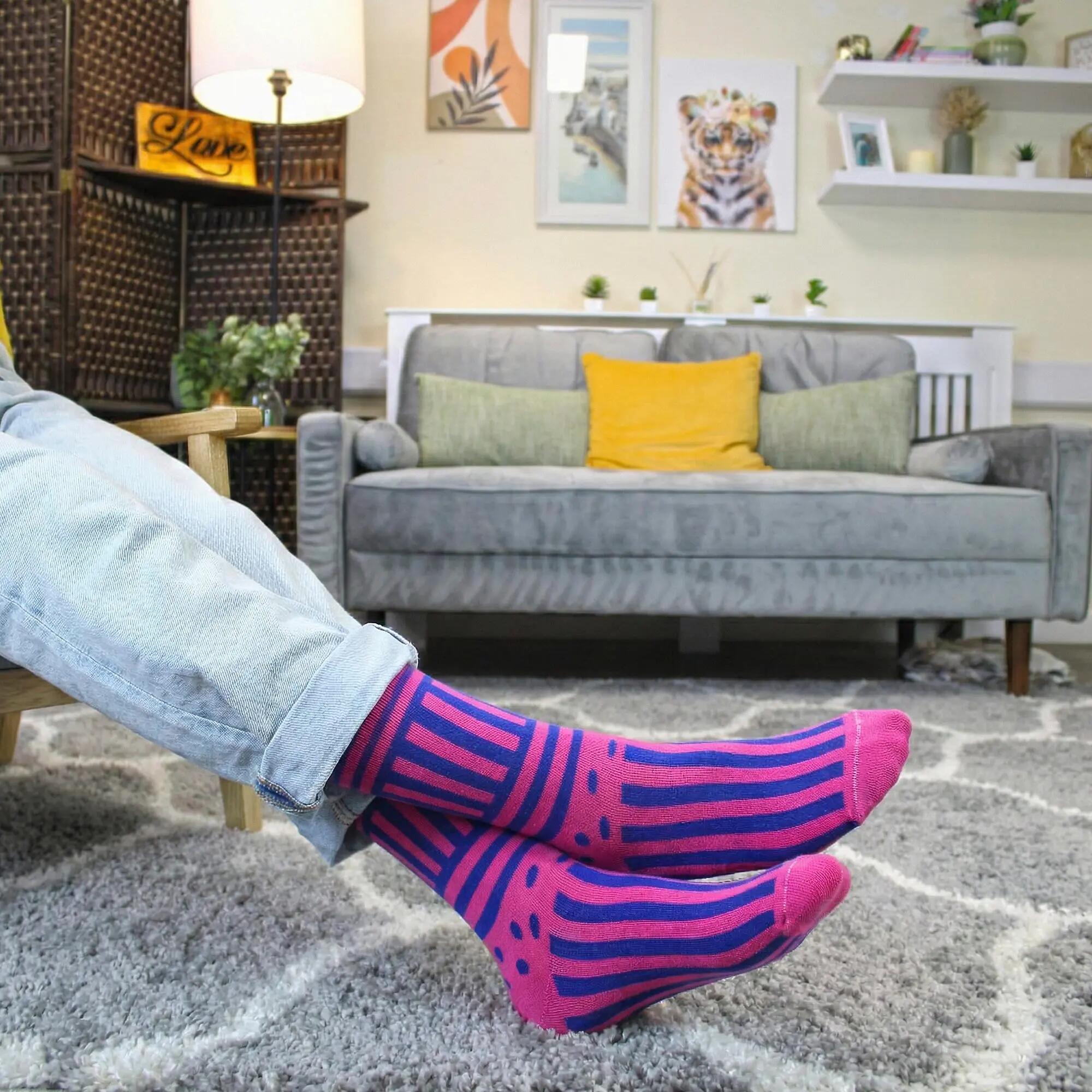 Sock Snob - Herren Mencap Baumwollsocken Bunt Gestreift Mit Slogan 4/6