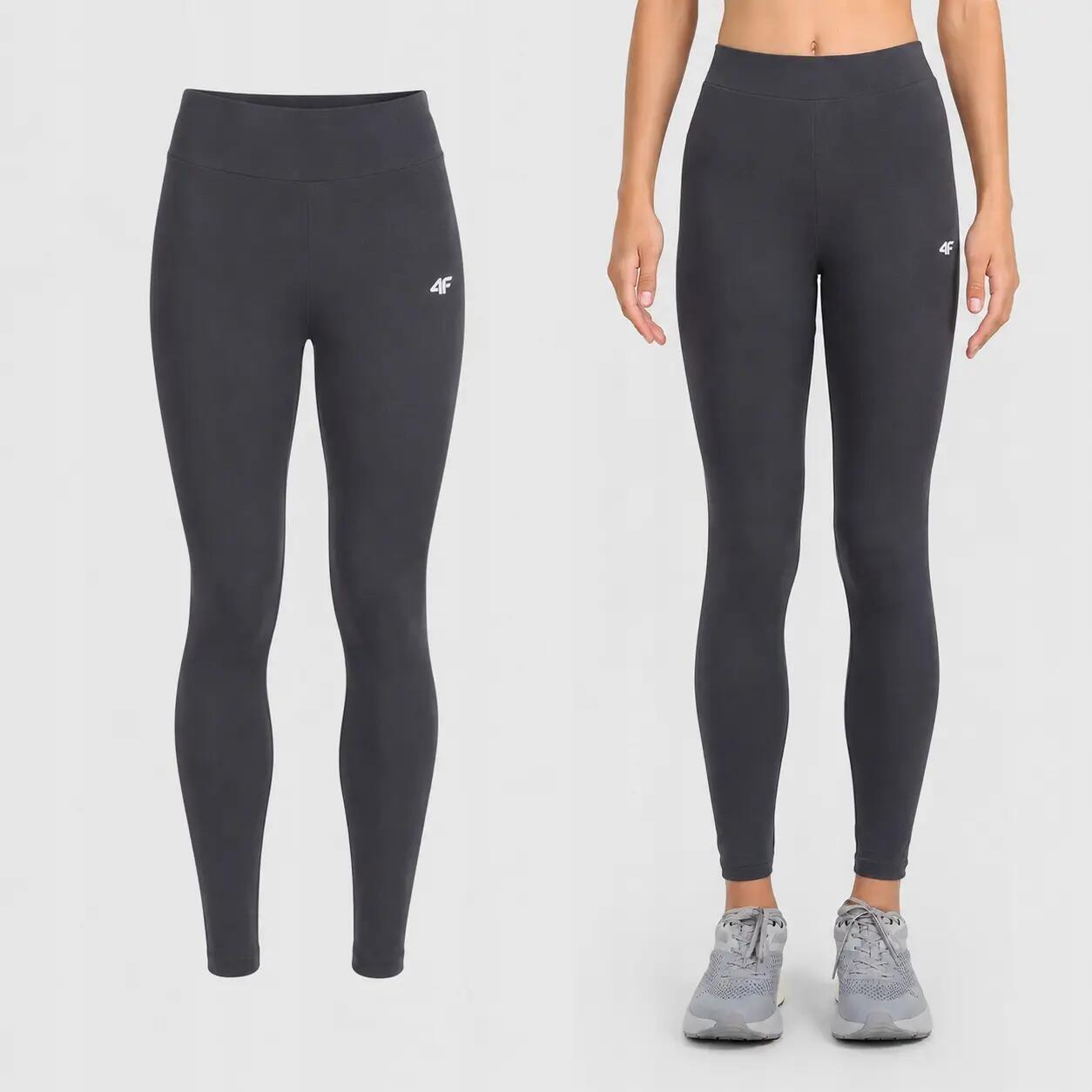 Legginsy treningowe bawełniane damskie szare 4F Szary M 3/3