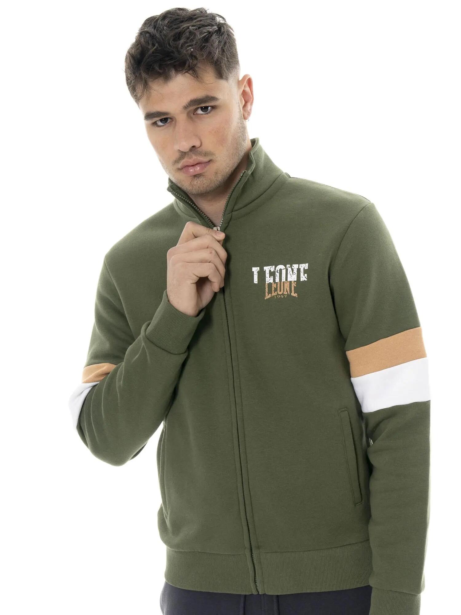 Sweatshirt heren Leone 1947 Apparel Color Block rits hoge kraag tweekleurig logo 5/5