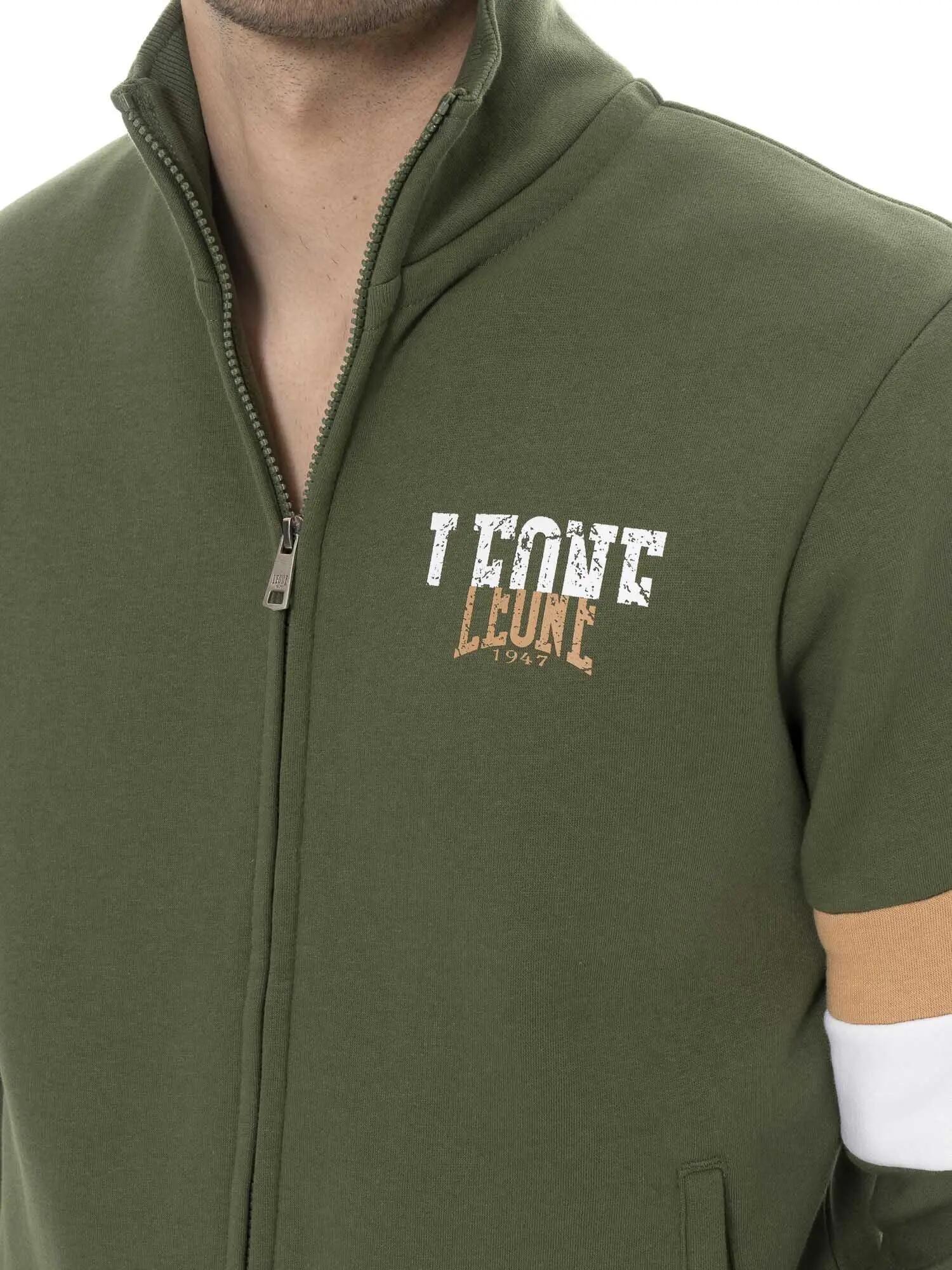 Sweatshirt heren Leone 1947 Apparel Color Block rits hoge kraag tweekleurig logo 3/5