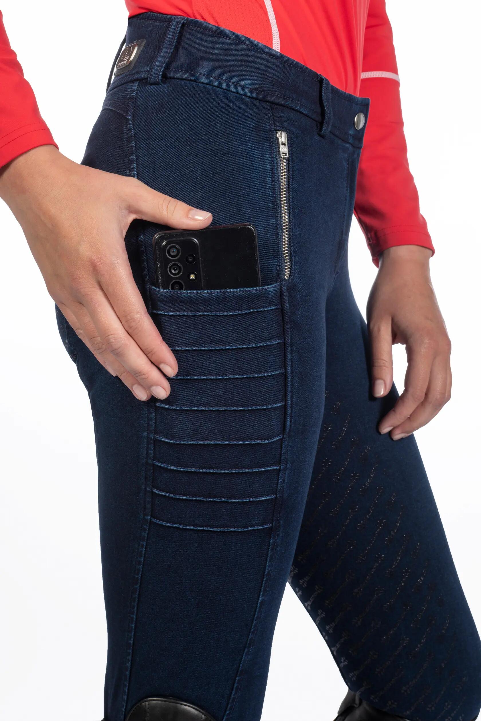 Damskie spodnie jeździeckie o pełnej przyczepności HKM Selection Aruba Denim 6/6