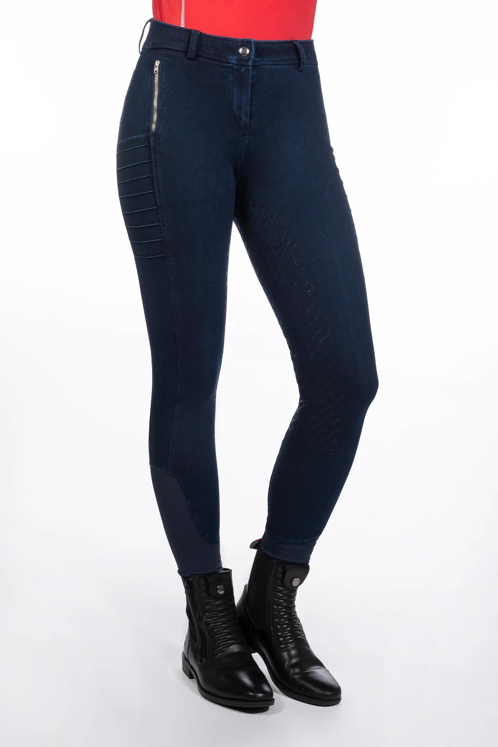 Damskie spodnie jeździeckie o pełnej przyczepności HKM Selection Aruba Denim 2/6