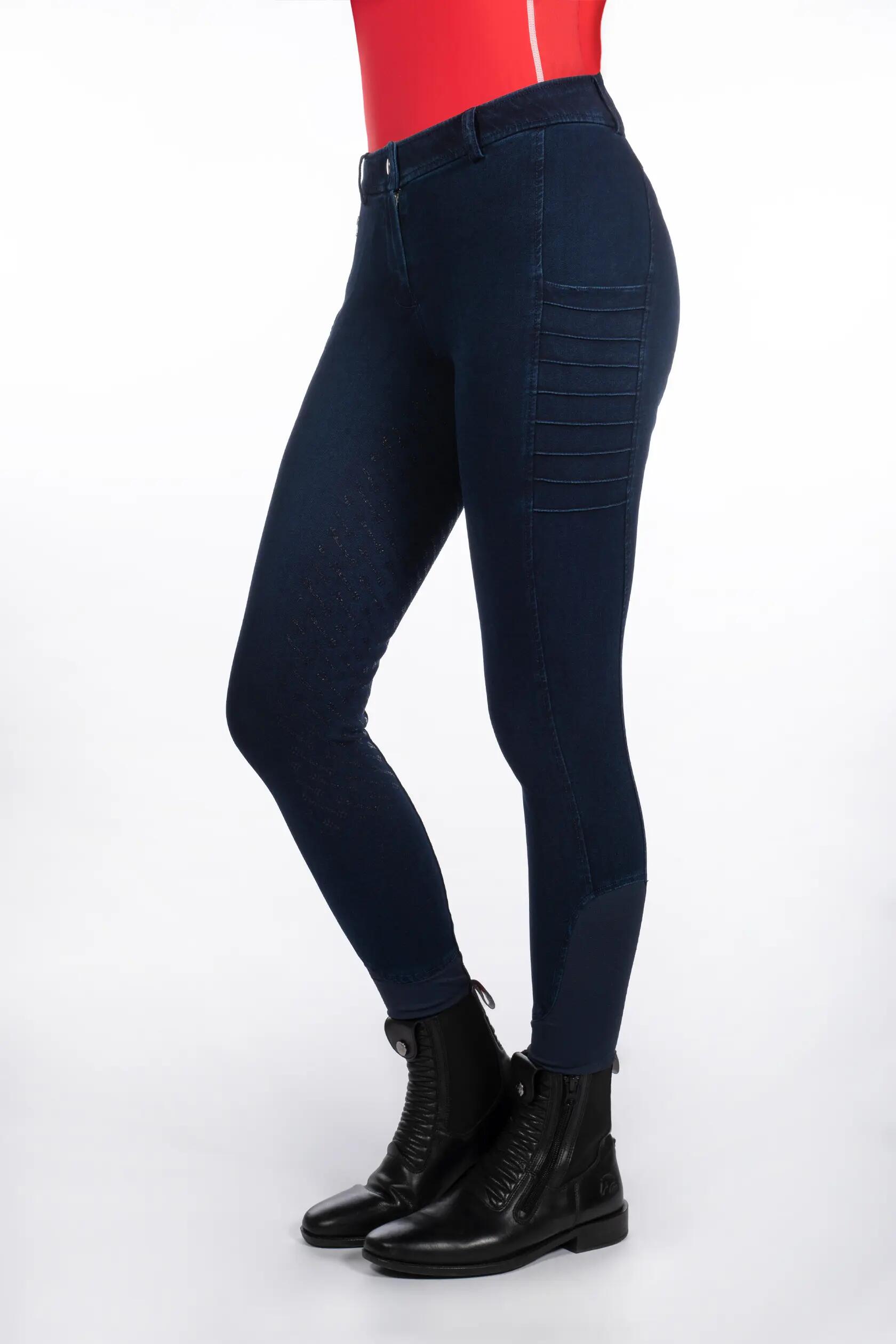 Damskie spodnie jeździeckie o pełnej przyczepności HKM Selection Aruba Denim 3/6