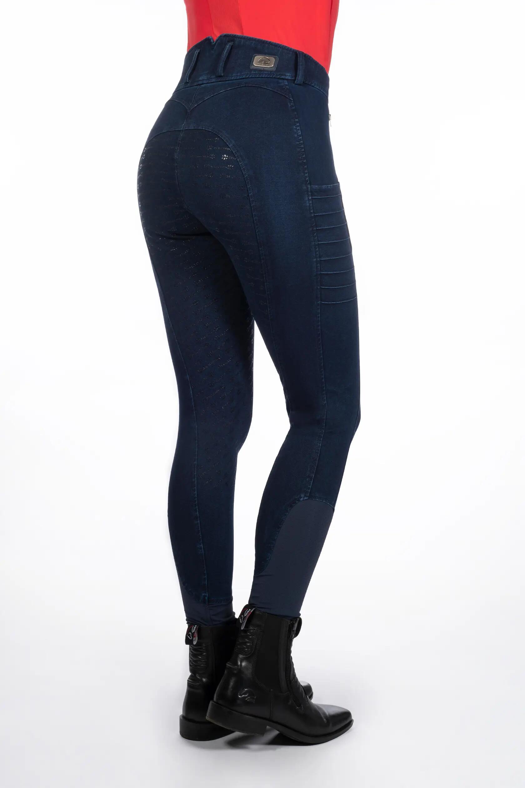 Damskie spodnie jeździeckie o pełnej przyczepności HKM Selection Aruba Denim 4/6