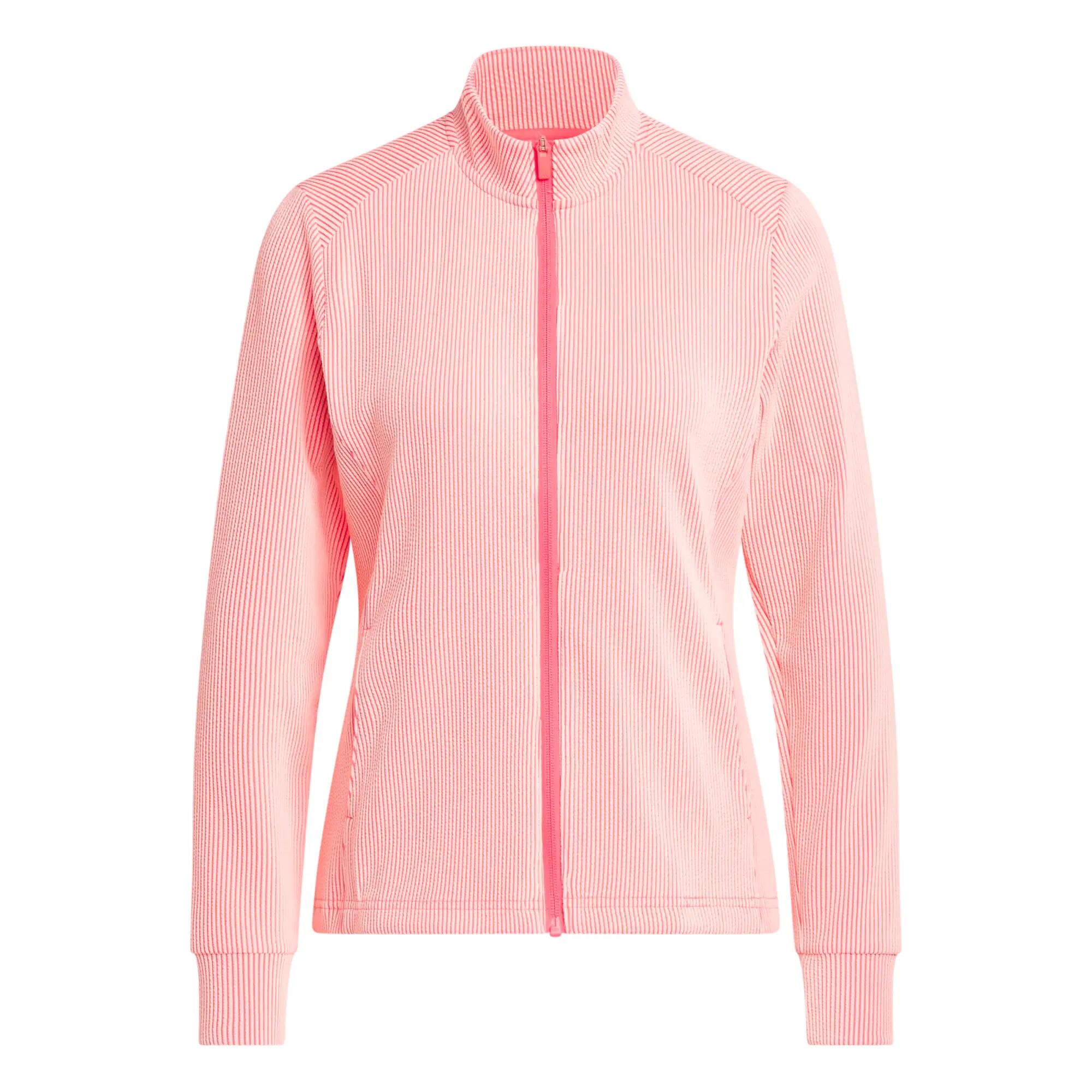 Veste Adidas Textured, veste de golf pour femme, rose 1/4
