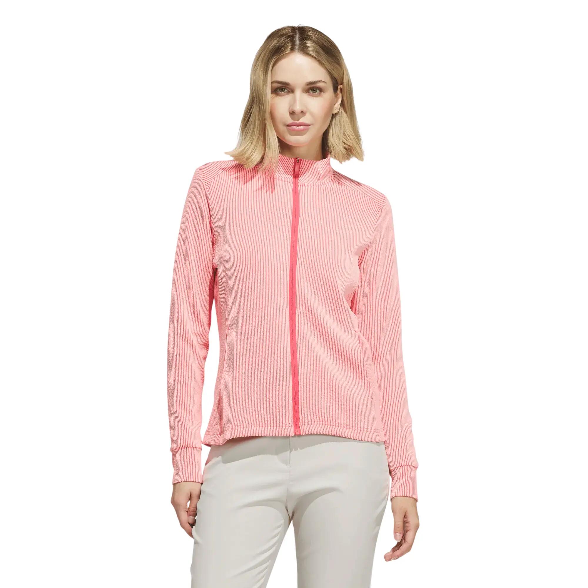 Veste Adidas Textured, veste de golf pour femme, rose 2/4