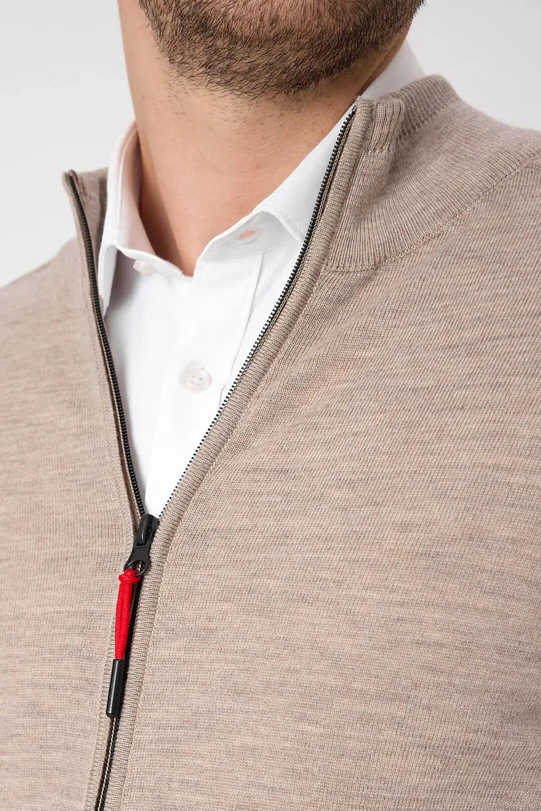 Tola - Kardigan Męski z 100% Wełna Merino M, Ecru 3/4