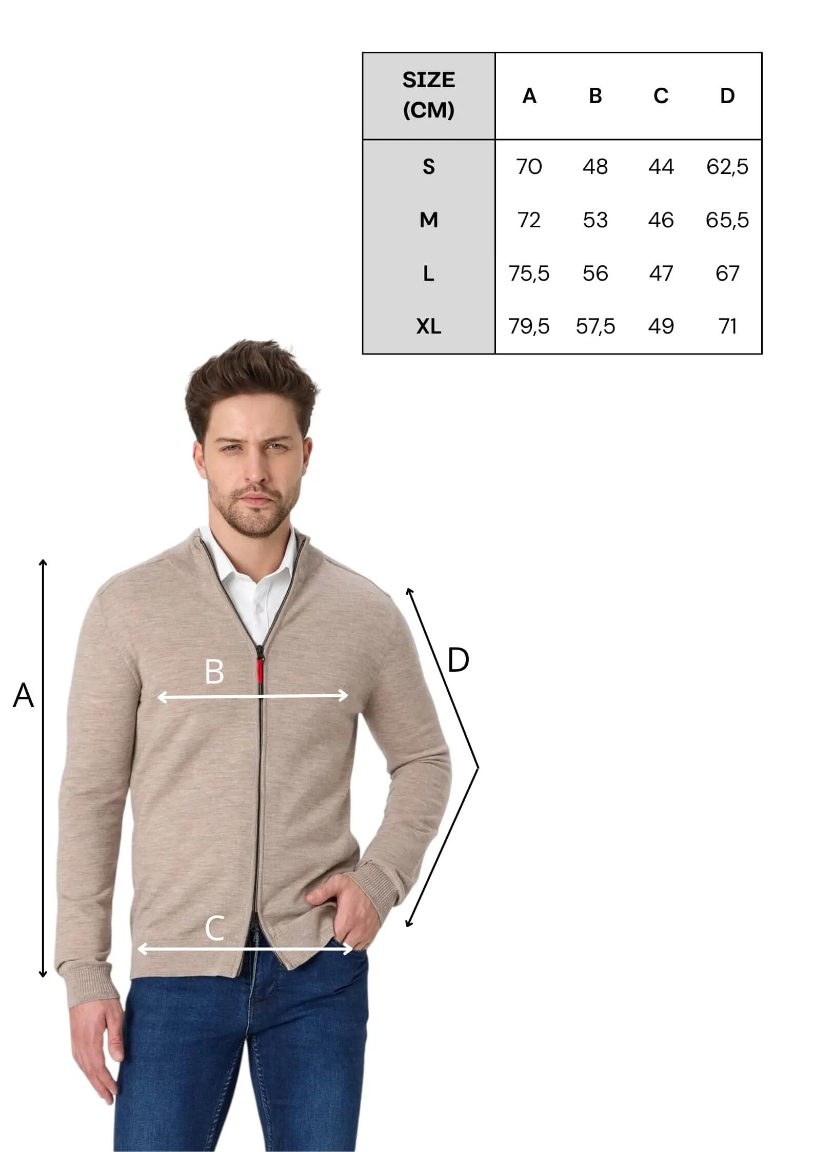 Tola - Kardigan Męski z 100% Wełna Merino M, Ecru 2/4