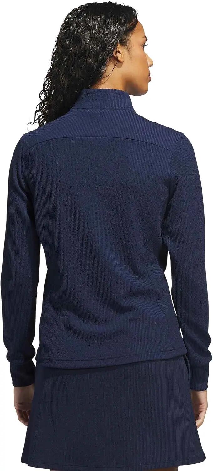 Veste Adidas Textured, veste de golf pour femme, bleu marine 4/5