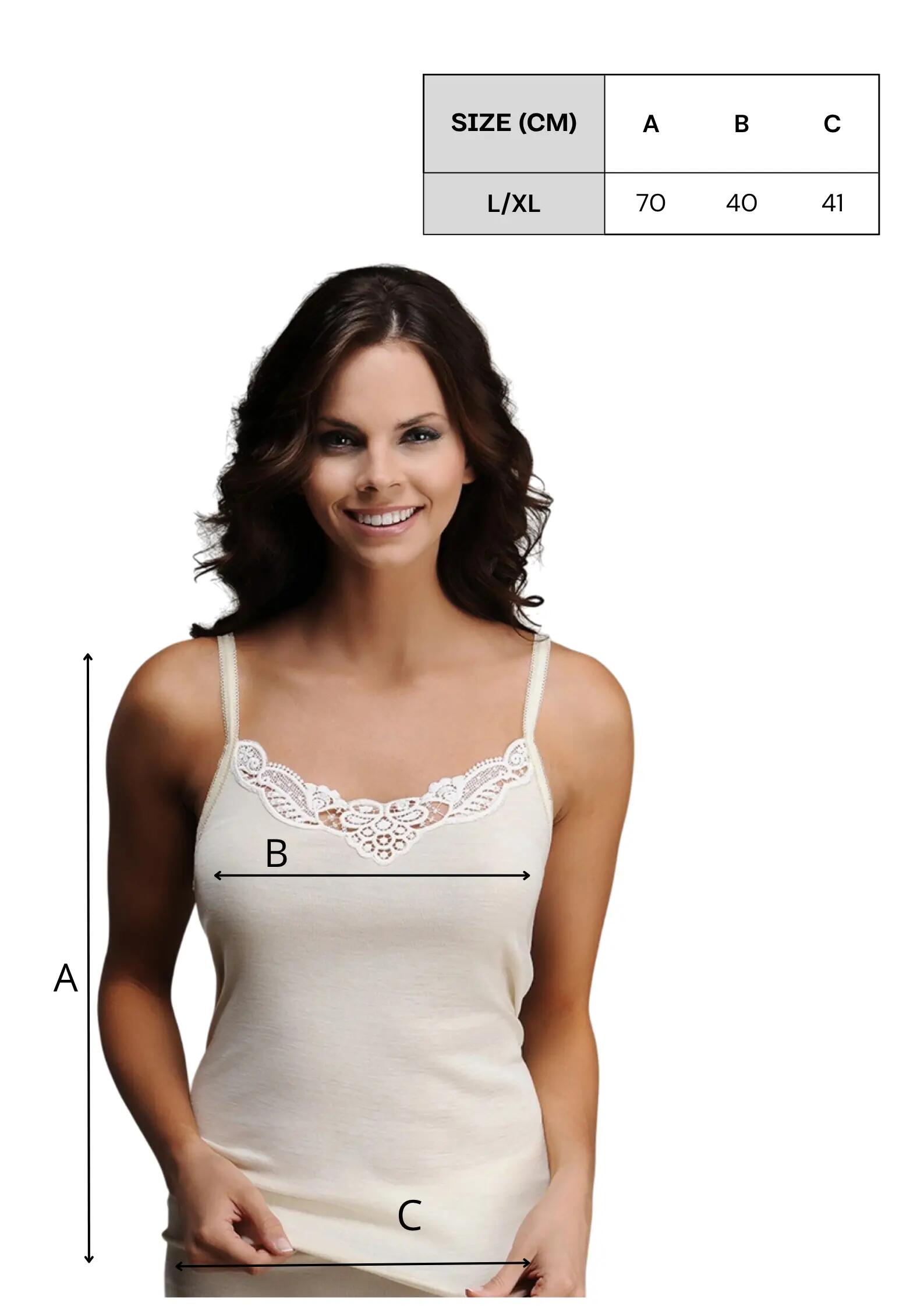 Top damski merino z koronką na ramiączkach L-XL (42-46), Czarny 2/2
