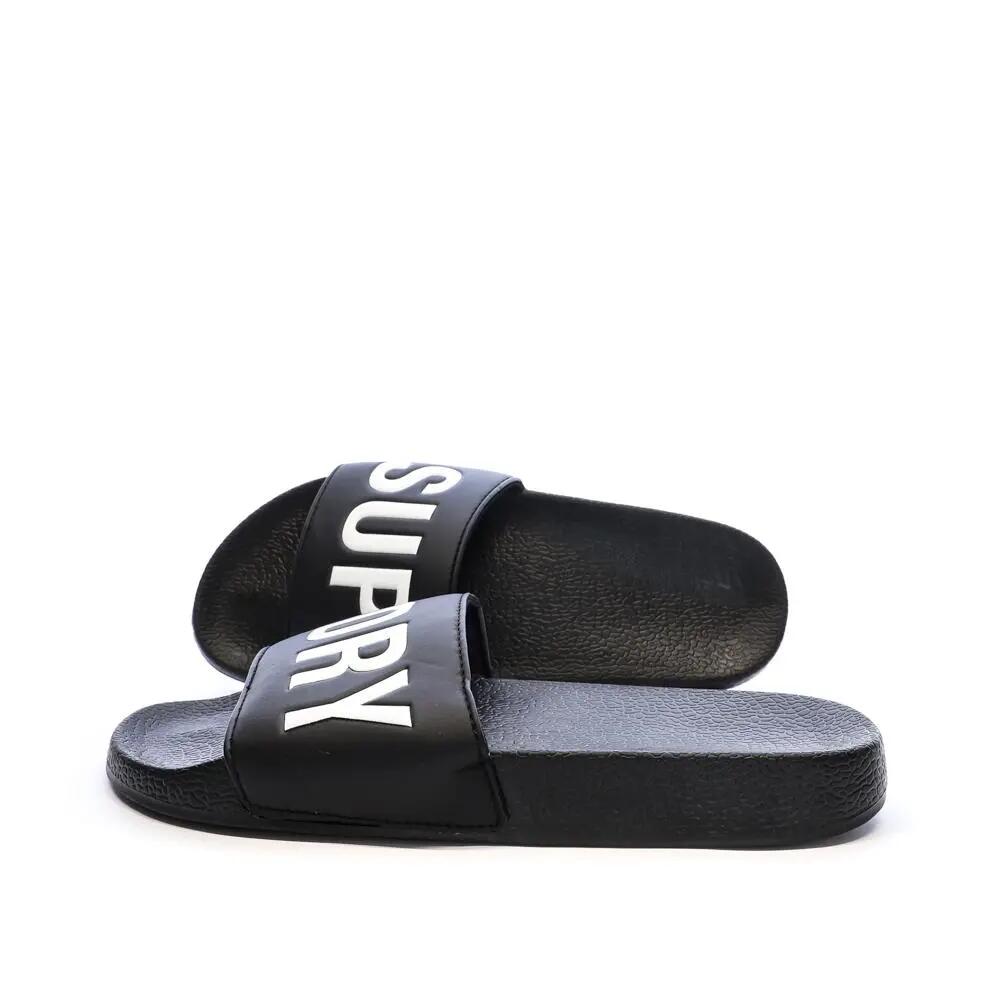 Superdry Men's Pool Slider Flip Flops Black/White