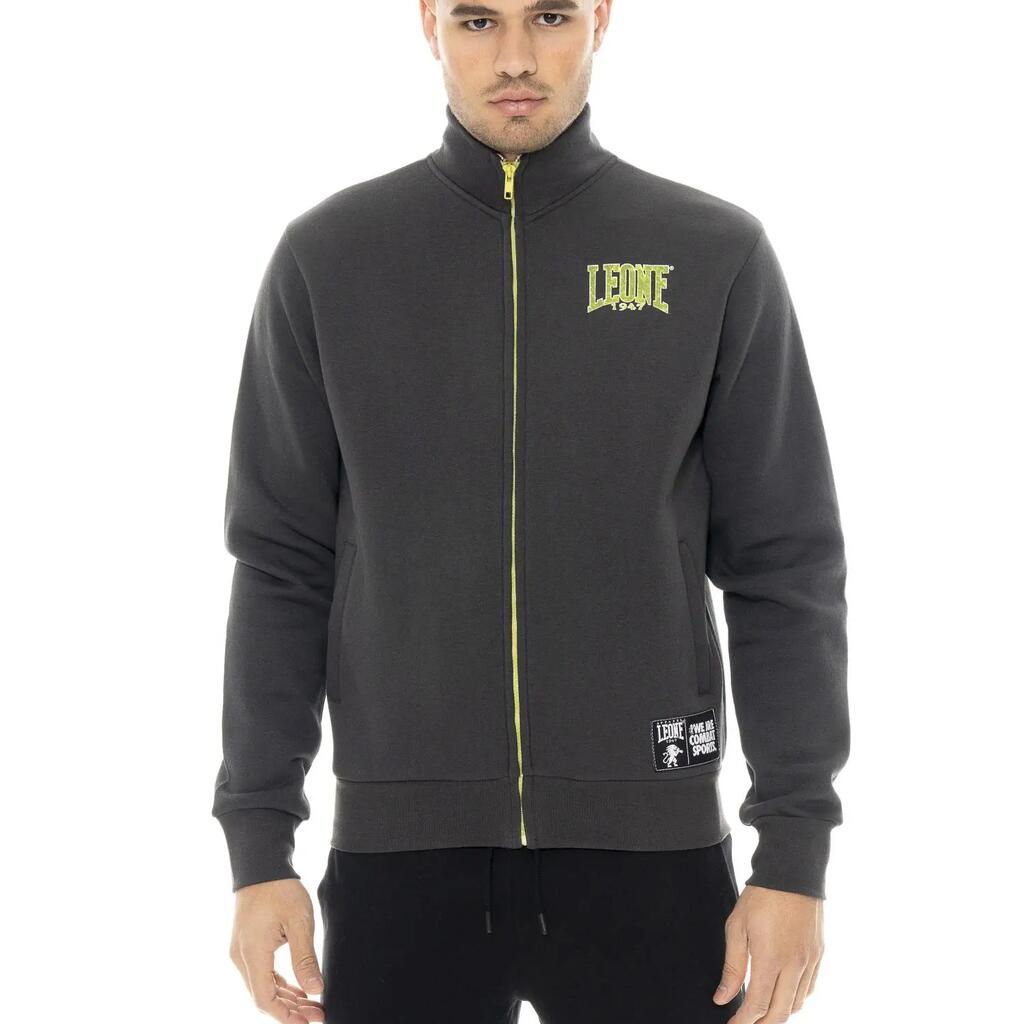 Men's winter sweatshirts with high neck and zip, Leone 1947 New Era flock print
