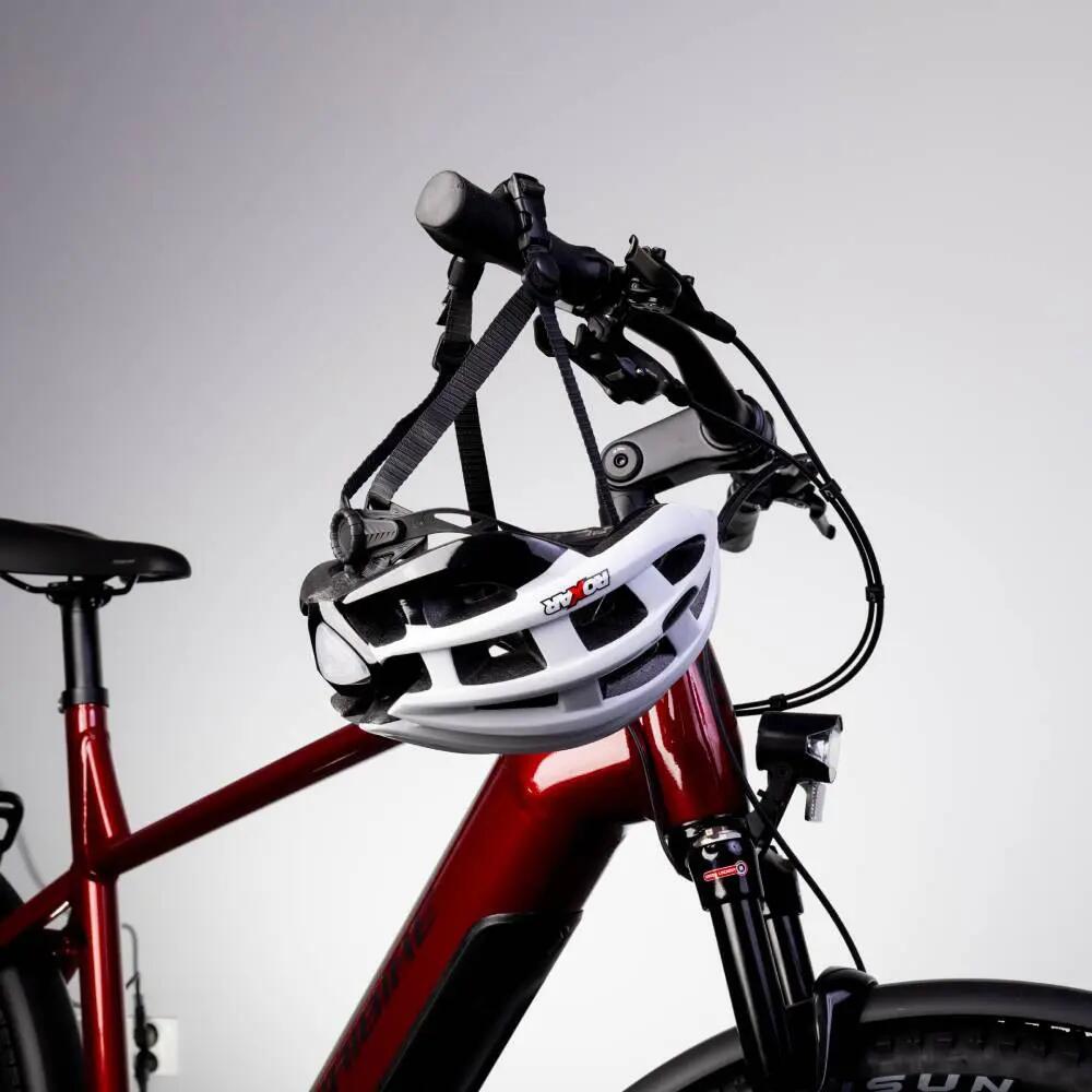 Kask rowerowy miejski / szosowy ROXAR STREET biały z wbudowaną lampką L 4/7