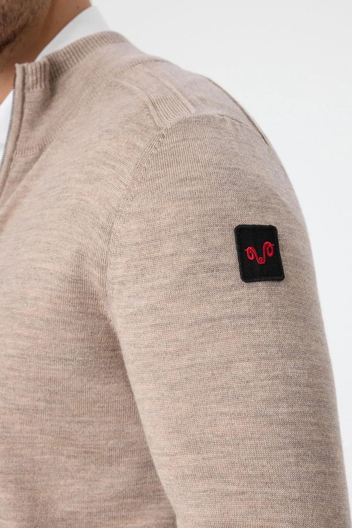 Tola - Kardigan Męski z 100% Wełna Merino M, Ecru 4/4