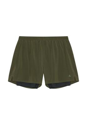 Heren 2-in-1 hardloopshorts 4-weg stretch binnenbroekje anti-stuiterende zakken