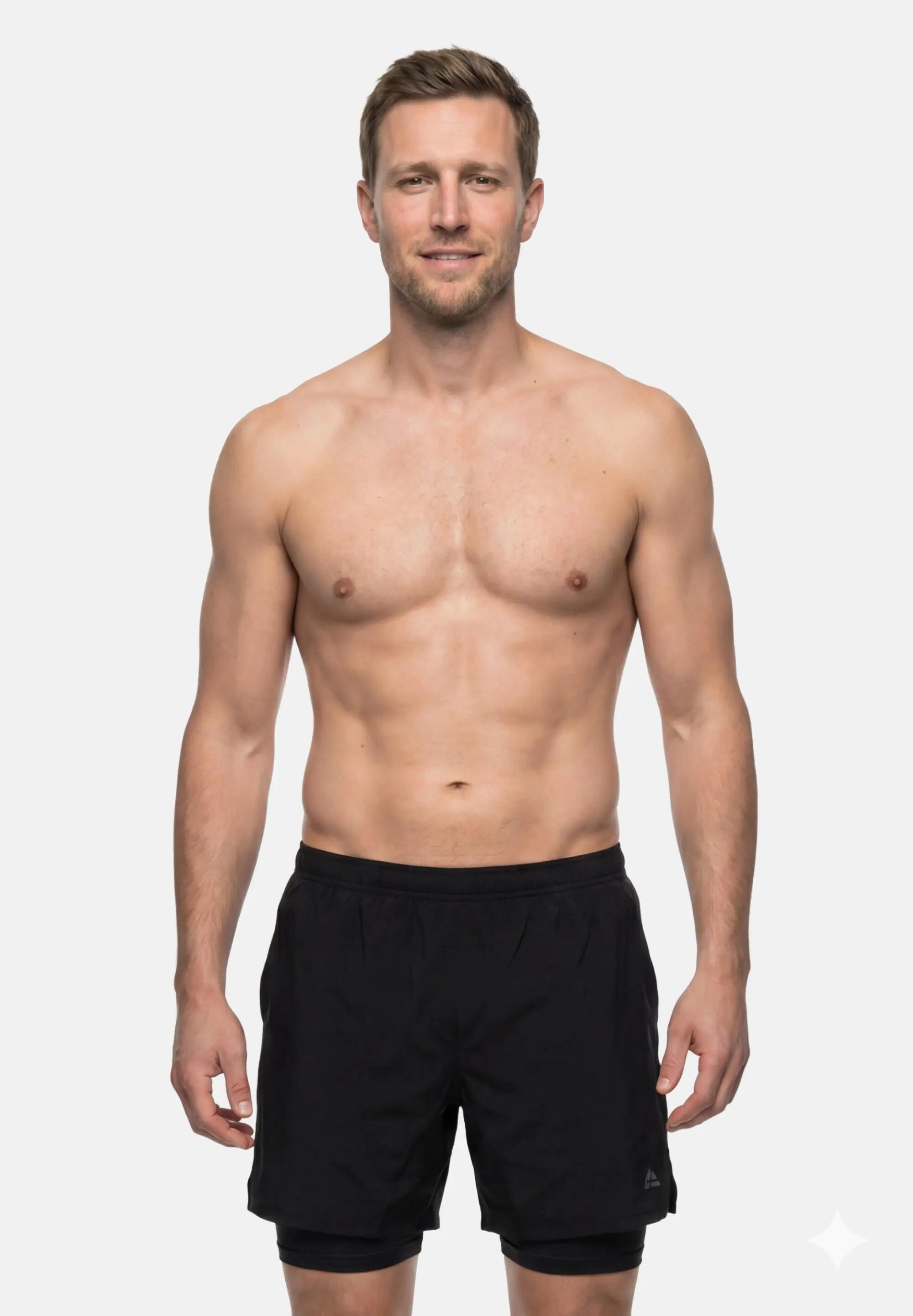 Pantaloncini 2 in 1 running uomo stretch 4 vie con fodera interna anti-rimbalzo 3/5