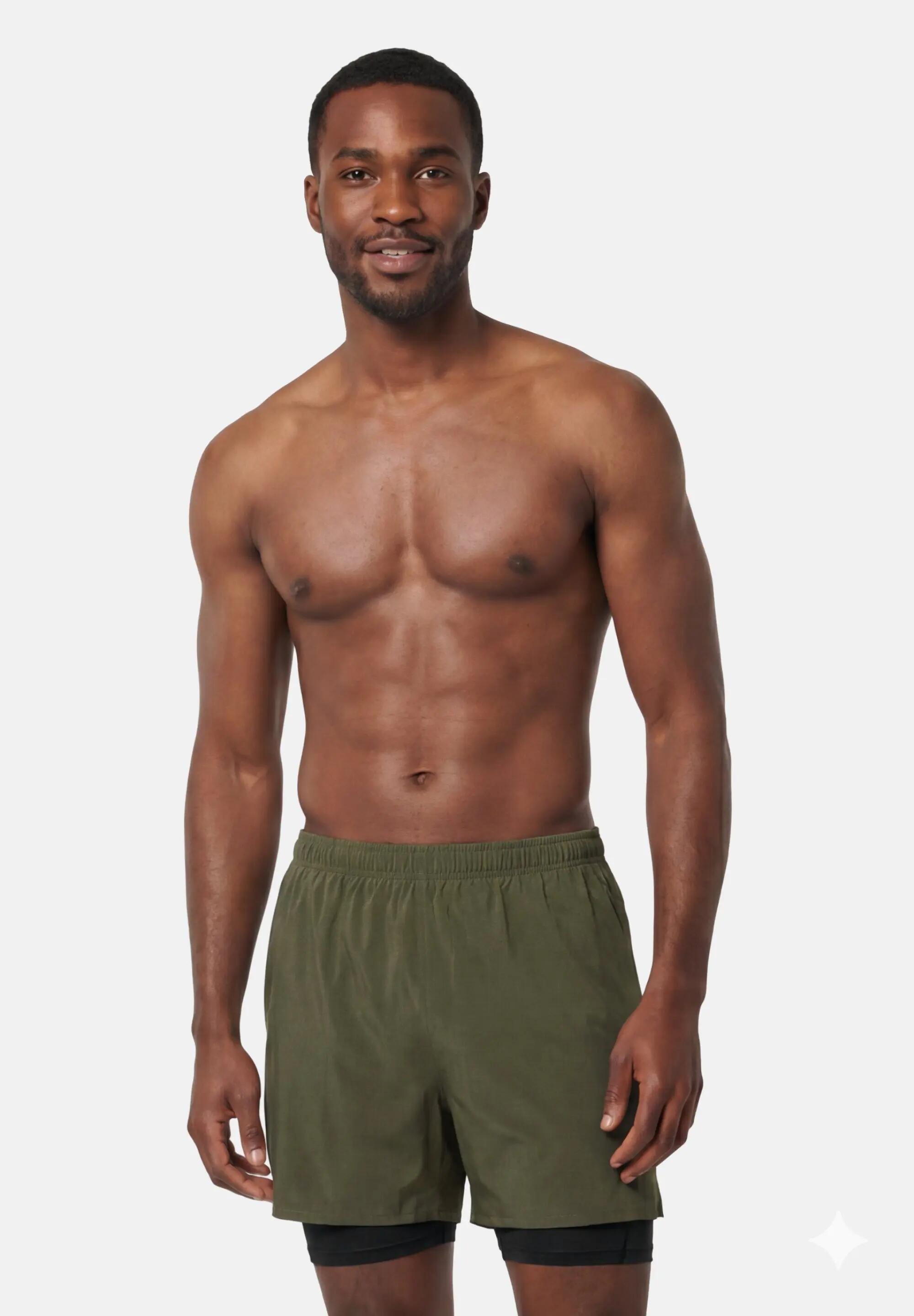 Pantalón corto 2 en 1 running hombre elástico 4 direcciones forro interior 3/5