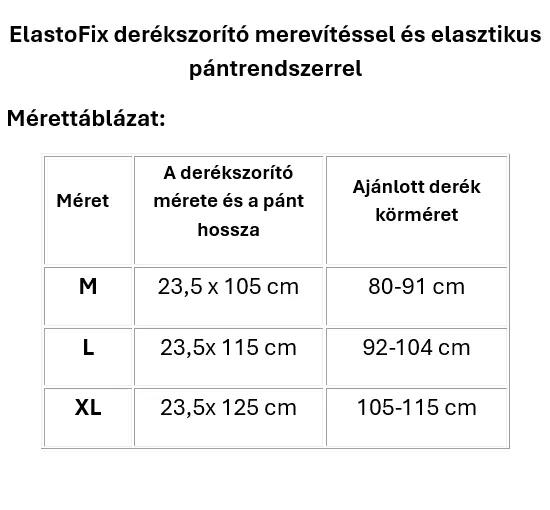 Derékszorító merevítéssel és elasztikus pántrendszerrel, ElastoFix 4/4