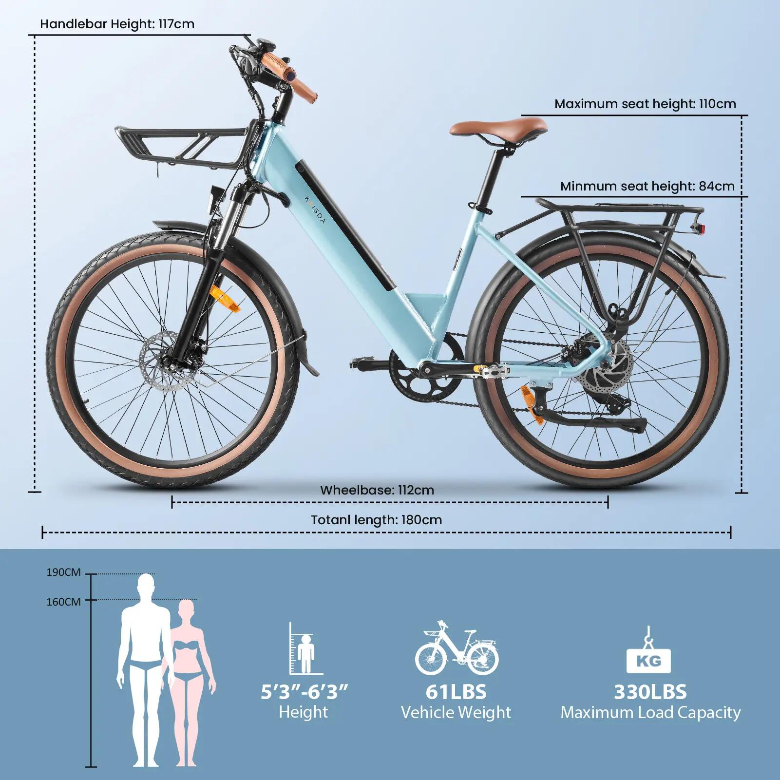 Volwassen E-Bike KAISDA K601 250W 36V 16Ah 26 inch band 7/7