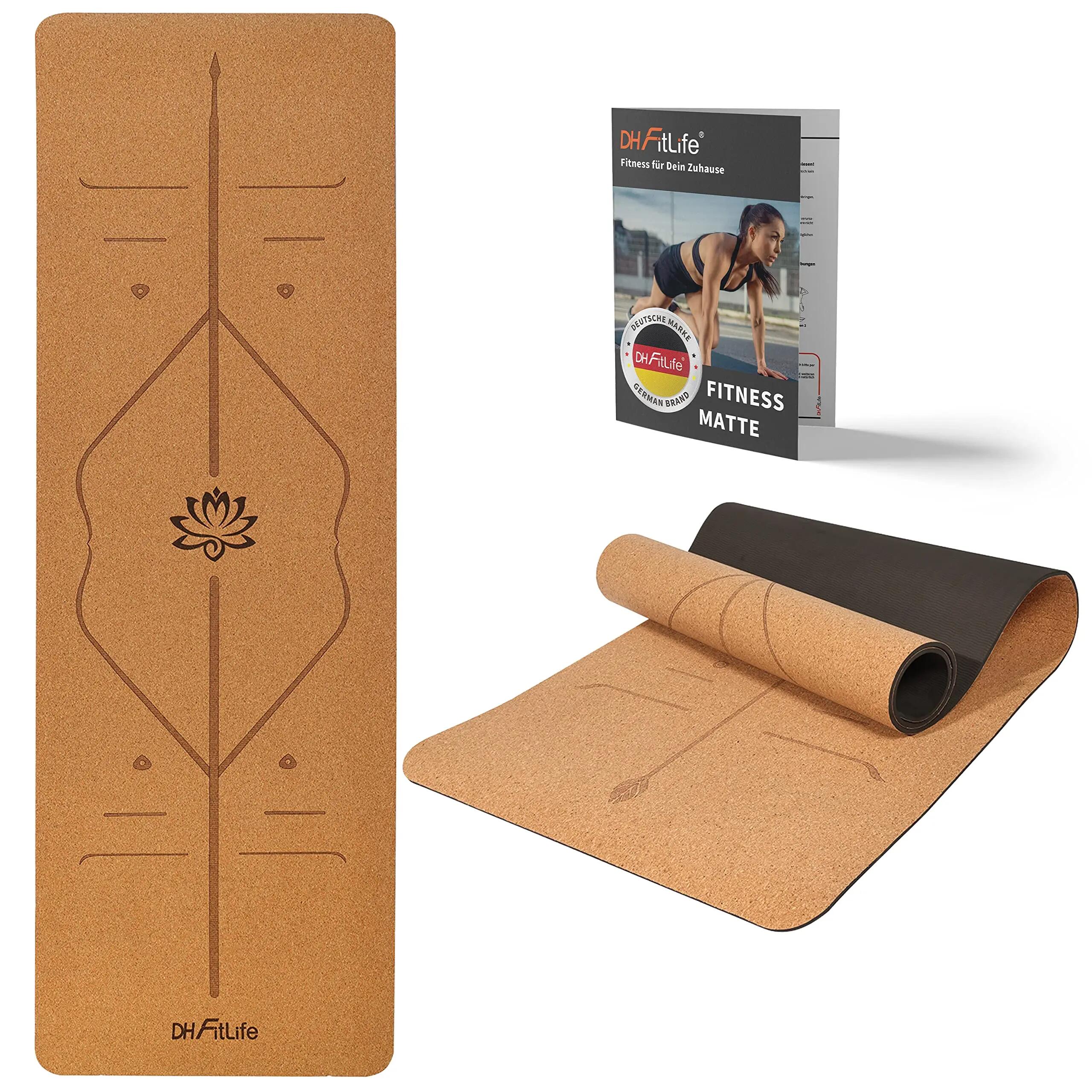 Yogamatte Kork 183 x 61 x 0,6 cm, dicke rutschfeste Yoga-Matte - Kleiner Lotos 1/6