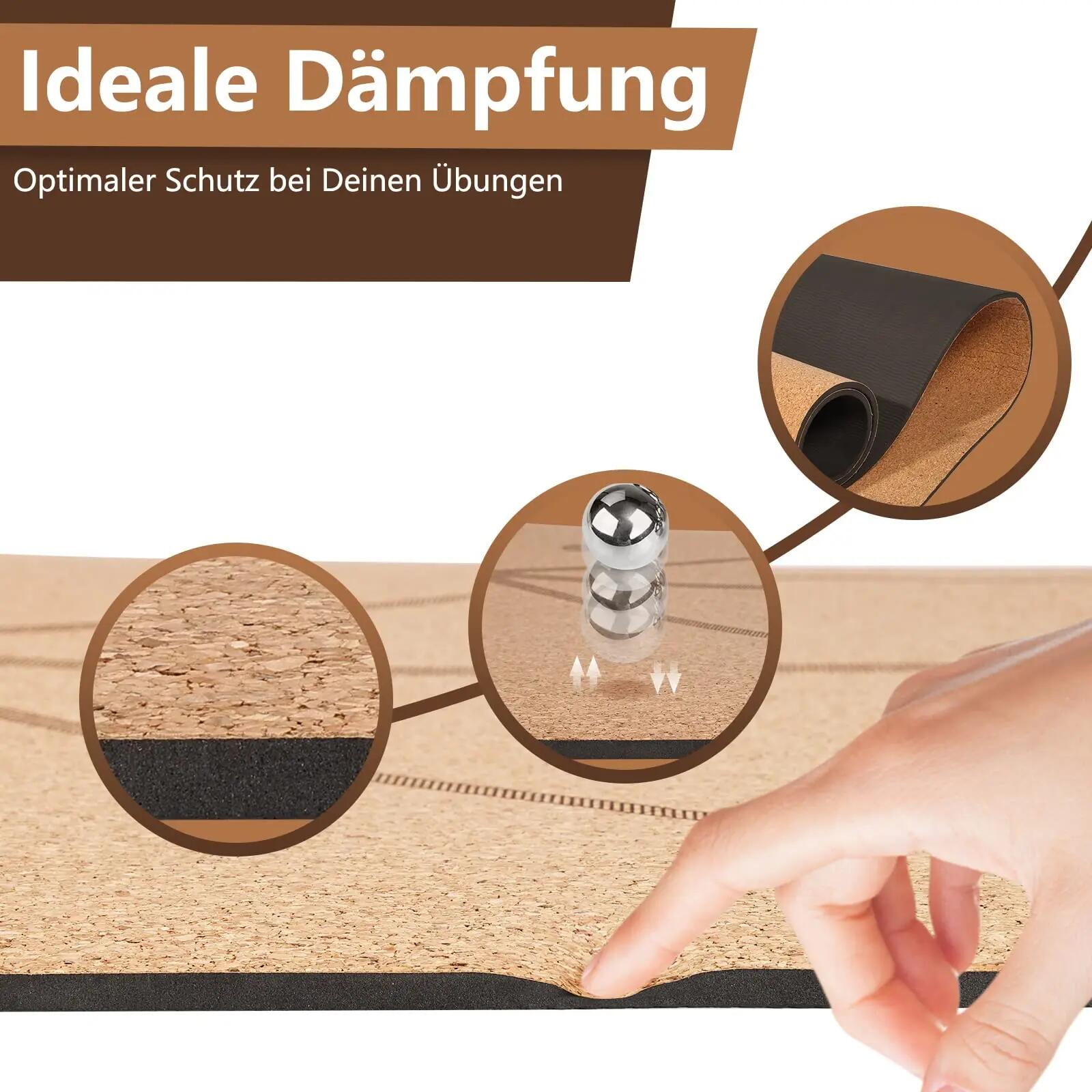 Yogamatte Kork 183 x 61 x 0,6 cm, dicke rutschfeste Yoga-Matte - Kleiner Lotos 4/6