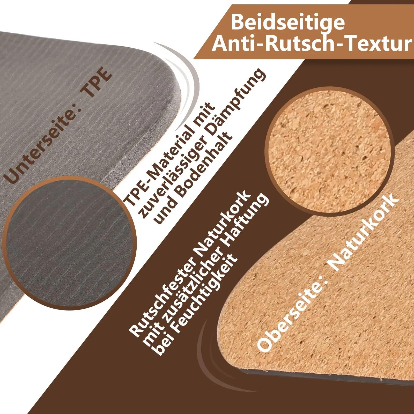 Yogamatte Kork 183 x 61 x 0,6 cm, dicke rutschfeste Yoga-Matte - Kleiner Lotos 3/6