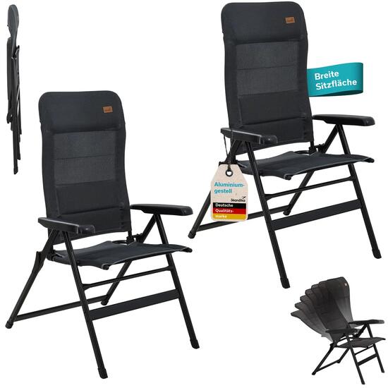 Lot de 2 fauteuils de camping Lepola XL - aluminium - pliant - dossier réglable